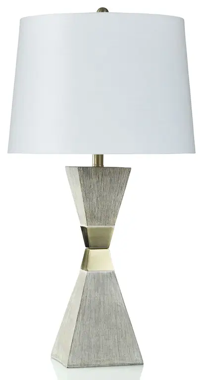Morris Grey Table Lamp, Antique Brass