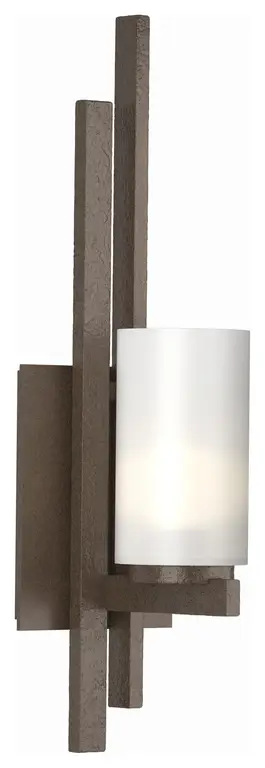 Ondrian 1 Light Sconce , Bronze, Opal Glass, Left Orientation