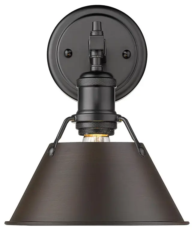 Orwell 1-Light Bath Vanity in Matte Black with Rubbed Bronze