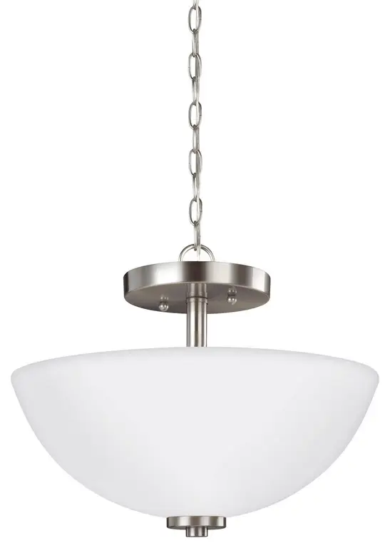 Oslo Two Light Semi-Flush Convertible Pendant in Brushed Nickel