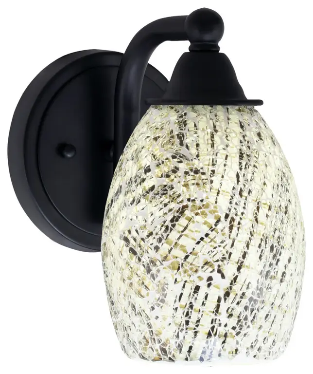 Paramount 1-Light Wall Sconce, Matte Black, 5" Natural Fusion Glass