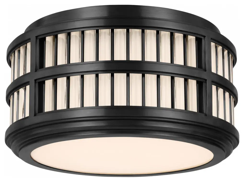 Perren Bronze and Glass Rods 12" LED Flush Mount