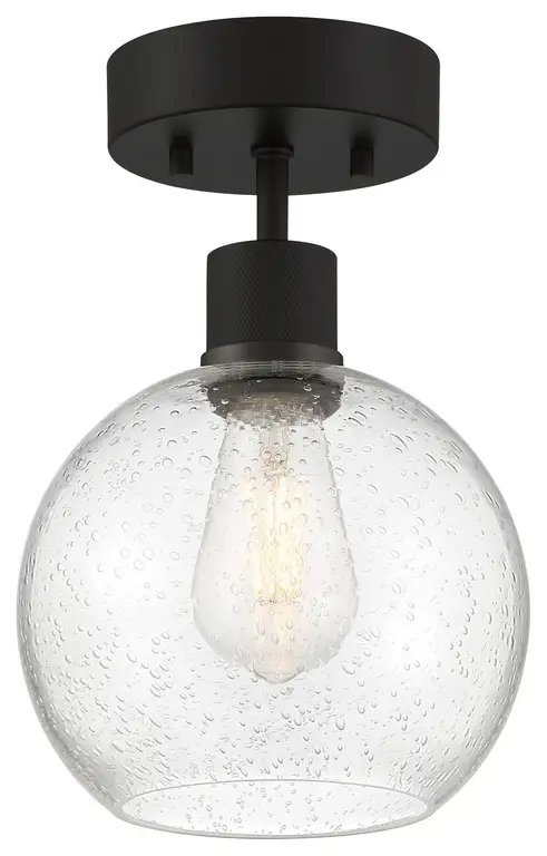 Port Nine Burgundy LED Semi Flush Mount, Matte Black