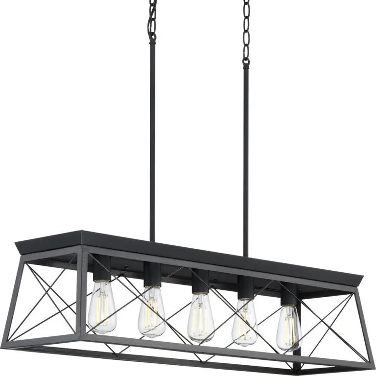 Progress Briarwood 5-Light Island Chandelier, Textured Black
