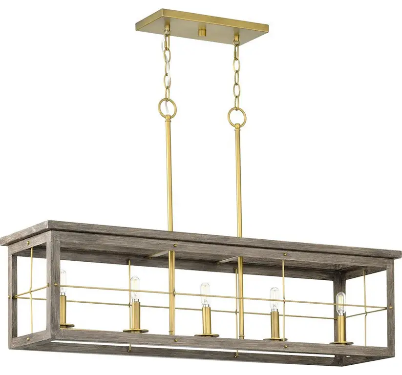 Progress Lighting Hedgerow 5 Light Linear Chandelier, Aged Oak, P400254-175