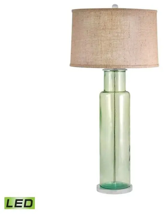 Recycled Glass 30" 9.5W 1 LED Table Lamp Green Burlap Shade