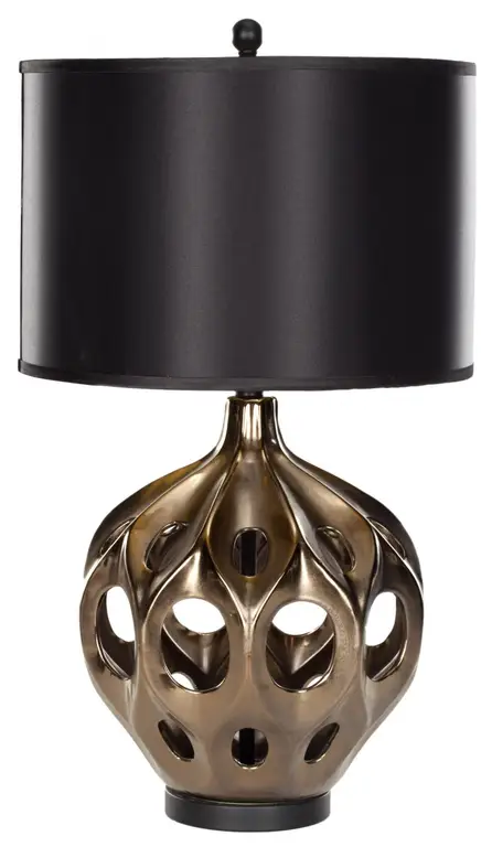 Regina Ceramic Table Lamp ZMT-LIT4040A - Gold/Brown, Black Shade