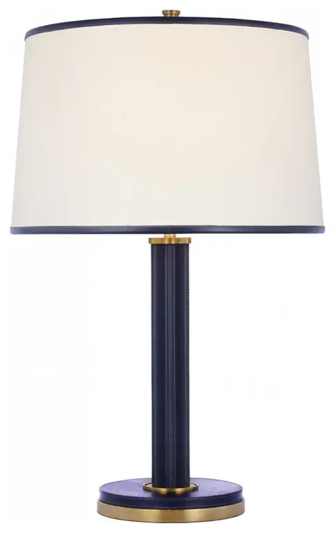 Riley Natural Brass and Navy Medium Table Lamp