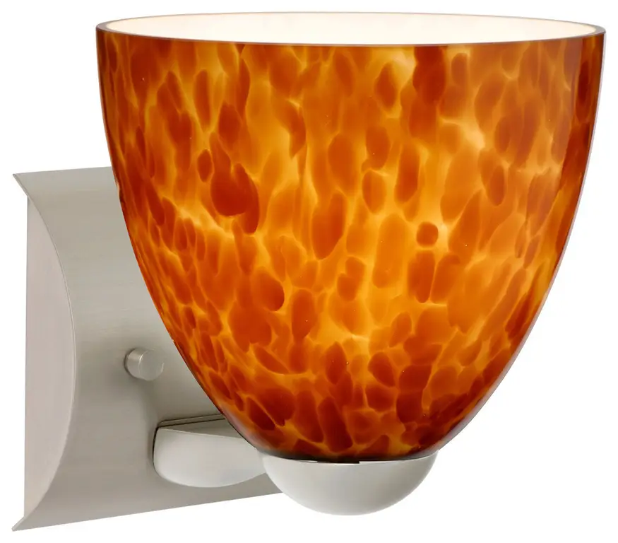 Sasha Ii 1 Light Wall Sconce, Satin Nickel, LED, Amber Cloud Glass
