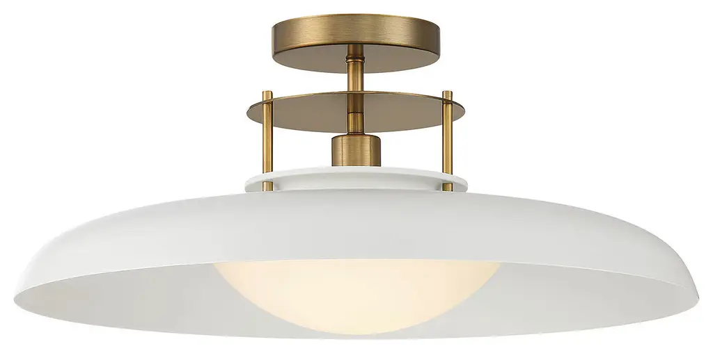Savoy House 6-1685-1 Gavin 20"W Semi-Flush Ceiling Fixture - White / Warm Brass