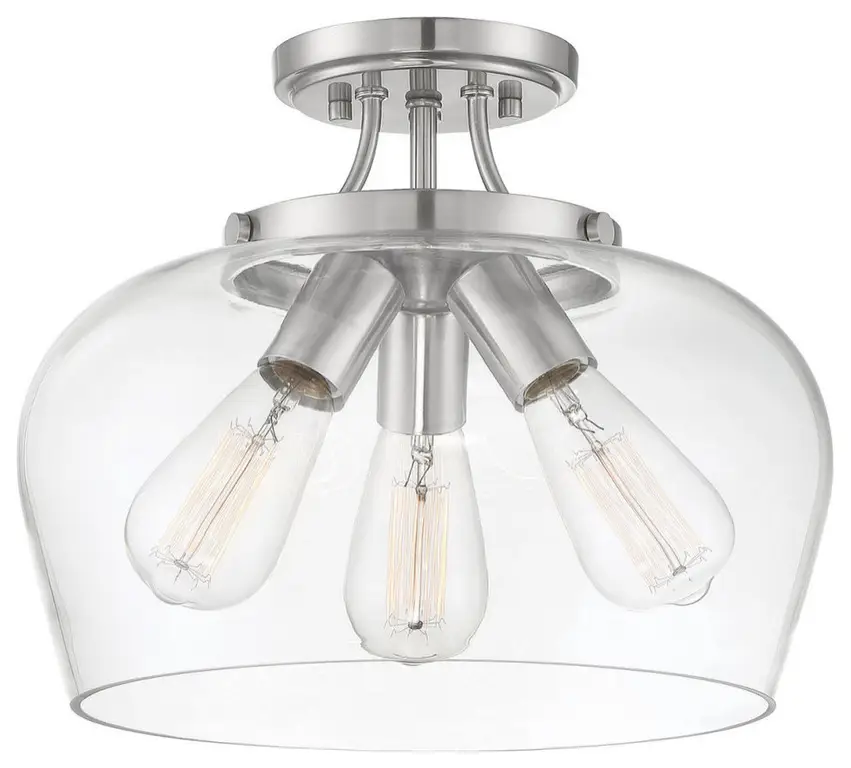 Savoy House Octave 3-Light Satin Nickel Semi-Flush Mount 6-4035-3-SN