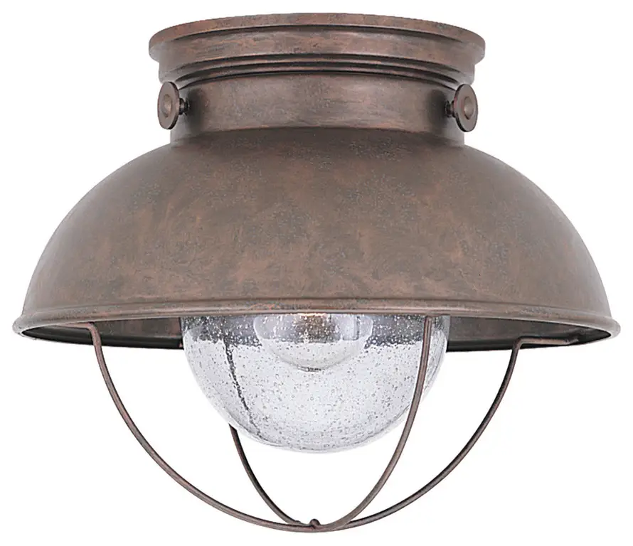 Sebring One Light Outdoor Flush Mount in Weathered Copper