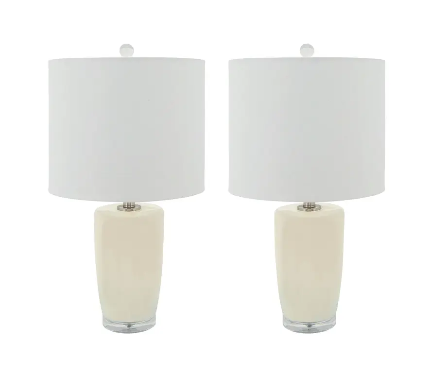 Set of 2 Ceramic 25" Table Lamps, Cream