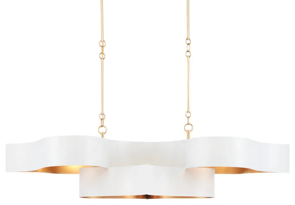 Six Light Chandelier, Sugar White/Contemporary Gold Leaf