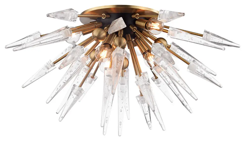 Sparta 6 Light Semi Flush in Aged Brass
