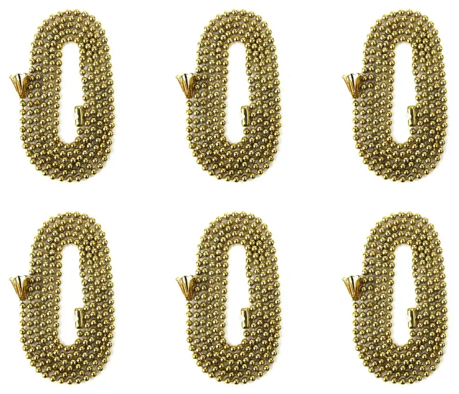 Sunlite 6-Pack Brass Beaded Lamp Pull Chain, Use on Fans and Lighting Fixtures