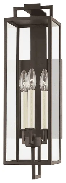 Textured Bronze 3-Light Outdoor Wall Sconce from the Beckham Collection