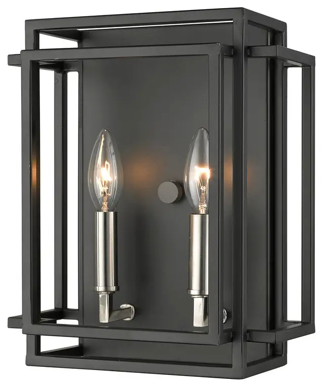 Titania 2-Light Wall Sconce, Black/Brushed Nickel