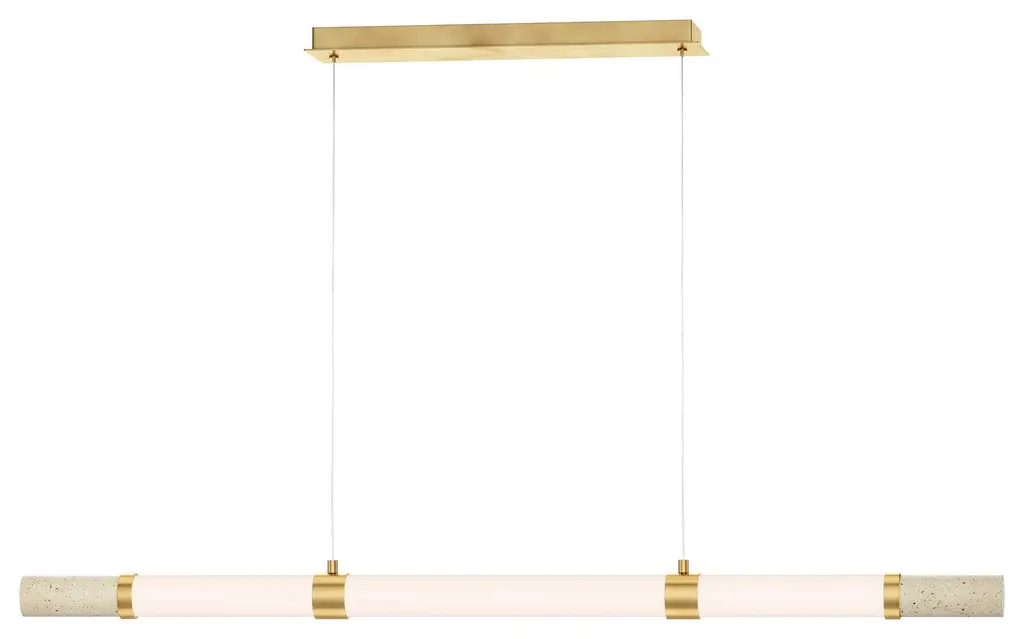 Travertine LED Linear Pendant, Travertine/Gold