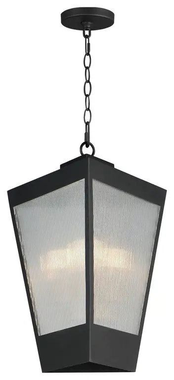 Triform Three Light Outdoor Pendant, Black / Antique Brass