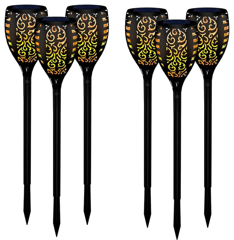 WBM Smart Solar Lights, Flickering Flame Lights for Yard, 6-Piece