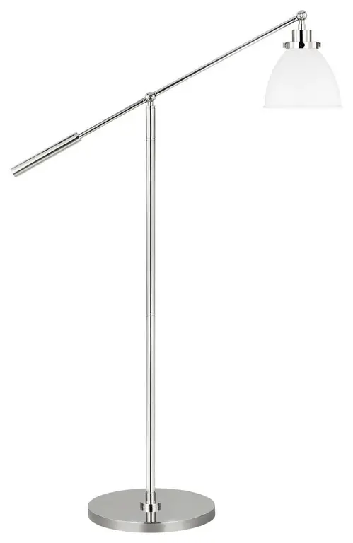 Wellfleet One Light Floor Lamp in Matte White and Polished Nickel