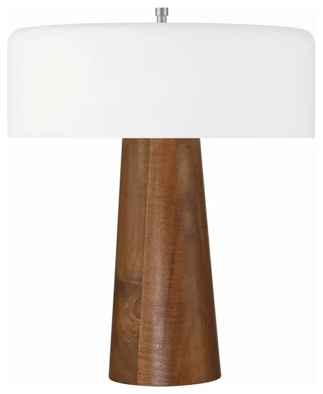 Wooden Base LED Table Lamp, Walnut