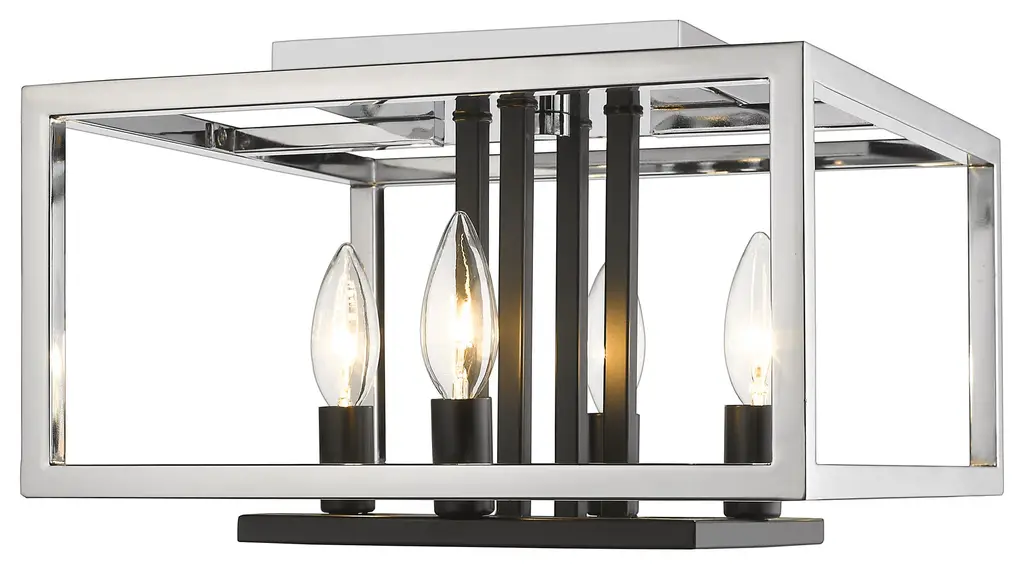 Z-Lite 456F-CH-BK Quadra 4 Light Flush Mount in Black