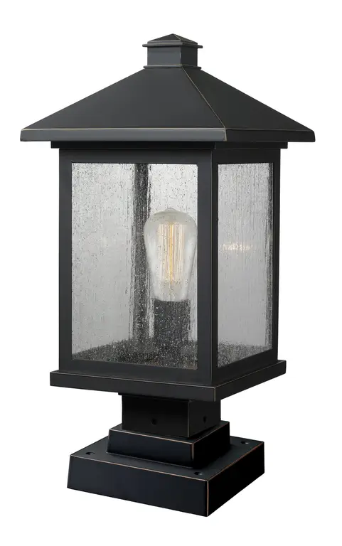 Z-Lite 531PHBS-SQPM-ORB Portland 1 Light Pier Mount in Oil Rubbed Bronze