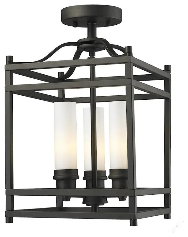 Z-Lite Altadore 3-Light Semi-Flush Mount, Bronze, Matte Opal, 181SF