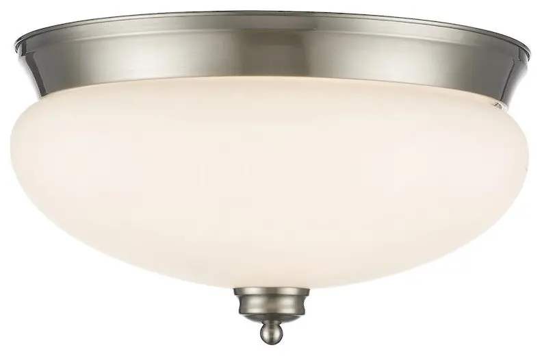 Z-Lite Amon 3-Light Flush Mount, Brushed Nickel, Matte Opal, 721F3-BN