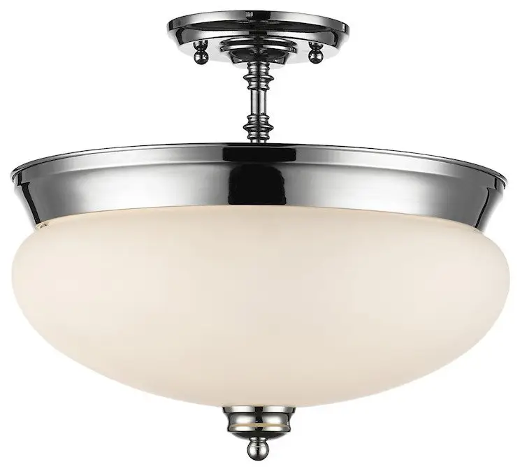 Z-Lite Amon 3-Light Semi Flush Mount, Chrome, Matte Opal, 721SF-CH