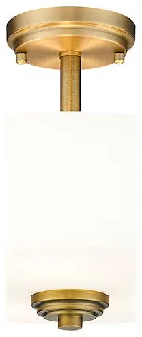 Z-Lite Arlington 3-Light Semi Flush Mount, Heritage Brass/White, 220SF3-HBR
