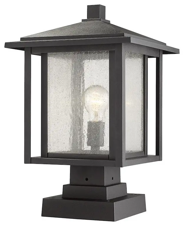 Z-Lite Aspen 1-Light 11" Outdoor Pier Mounted Fixture, Black, 554PHBS-SQPM-BK