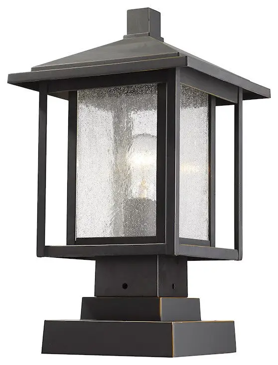 Z-Lite Aspen 1-Light 9" Outdoor Pier Mounted Fixture, Bronze, 554PHMS-SQPM-ORB