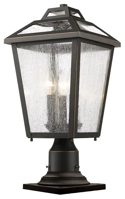 Z-Lite Bayland 3-Light Outdr Pier Mt-Light, 9x19.25, Bronze, Clear Seed