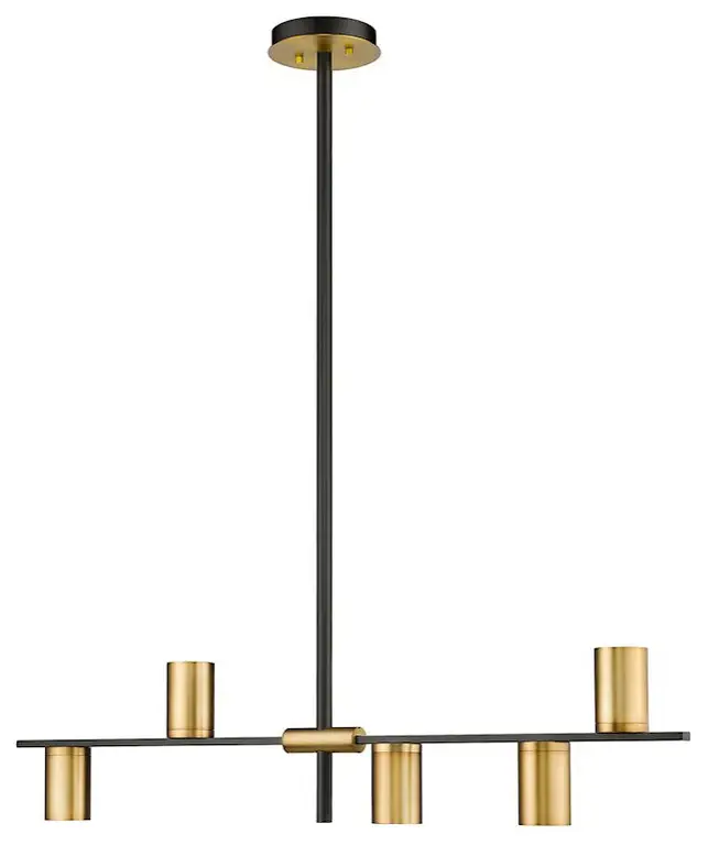 Z-Lite Calumet 5-Light Island/Billiard in Matte Black/Olde Brass, 814-5L-MB-OBR