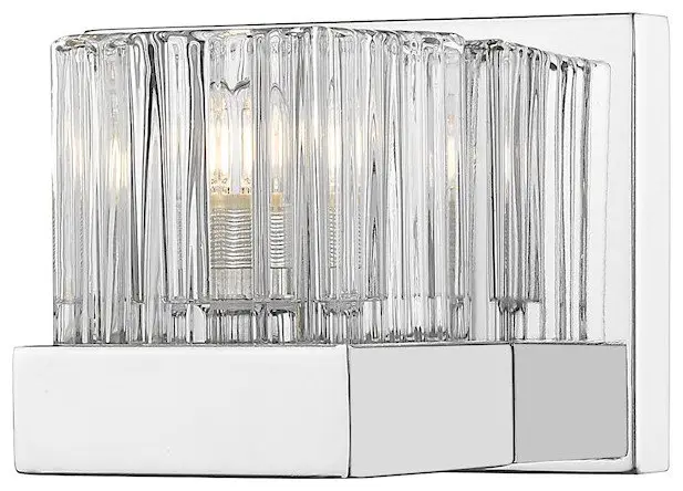 Z-Lite Fallon 1-Light Sconce, LED, Chrome/Clear Ribbed/Frosted, 468-1S-CH-LED