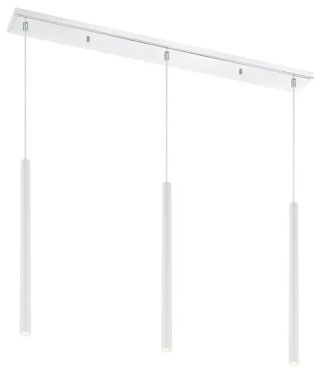 Z-Lite Forest 3-Light 24" Island Light, Chrome/Matte White, 917MP24-WH-LED-3LCH