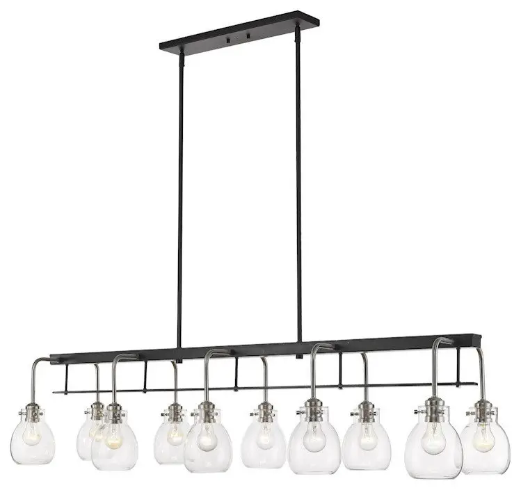 Z-Lite Kraken 10-Light Island/Billiard, Matte Black/Nickel/Clear, 466-10L-MB-BN