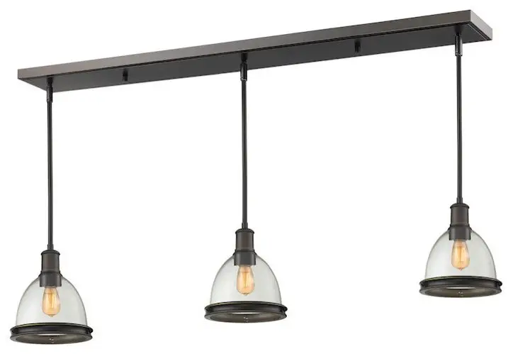 Z-Lite Mason 3-Light Island/Billiard-Light, 50x8x9.75", Bronze, Clear Seed