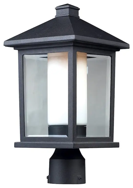 Z-Lite Mesa Outdoor Post-Light, 8x16", Black, Clear Beveled Out/Opal, 523PHM