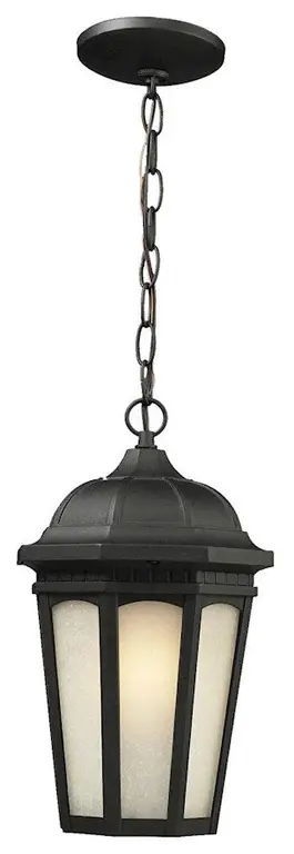 Z-Lite Newport Outdoor Chain Light, 10.375x16", Black, White Seedy, 508CHB-BK
