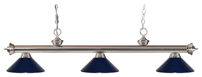 Z-Lite Riviera 3-Light 14" Island/Billiard, Brushed Nickel, Navy, 100703BN-MNB