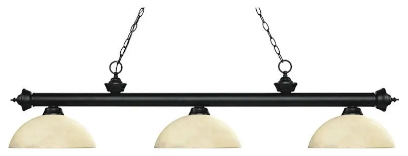 Z-Lite Riviera 3-Light Billiard-Light, 56.5x13.5x12.75", Black, Golden