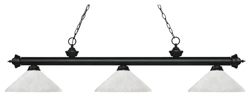 Z-Lite Riviera 3-Light Billiard-Light, 56.75x13.75x13", Black, White