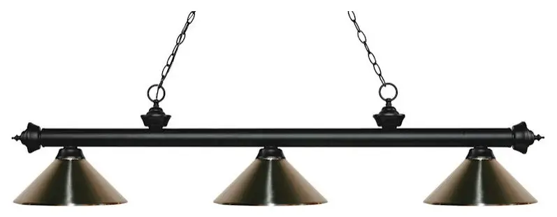 Z-Lite Riviera 3-Light Billiard-Light, 57.25x14.25x13.5", Black, Nickel