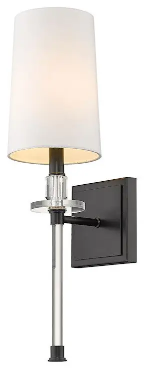 Z-Lite Sophia 1-Light 20.25" Wall Sconce, Matte Black, White, 803-1S-MB