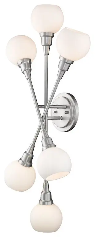 Z-Lite Tian 6-Light Wall Sconce in Brushed Nickel, 616-6S-BN-LED