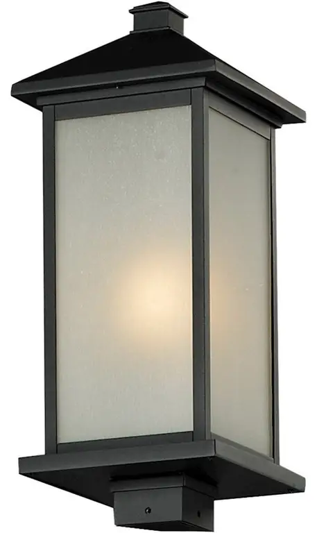 Z-Lite Vienna Outdoor Post Light, 9.5x22", Black, White Seedy, 547PHB-BK